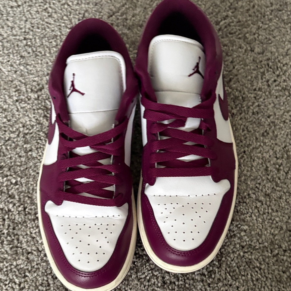 Jordan Women’s Maroon and White Sneakers